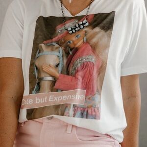 GINA Pink Label Cute But Expensive Tee NWT